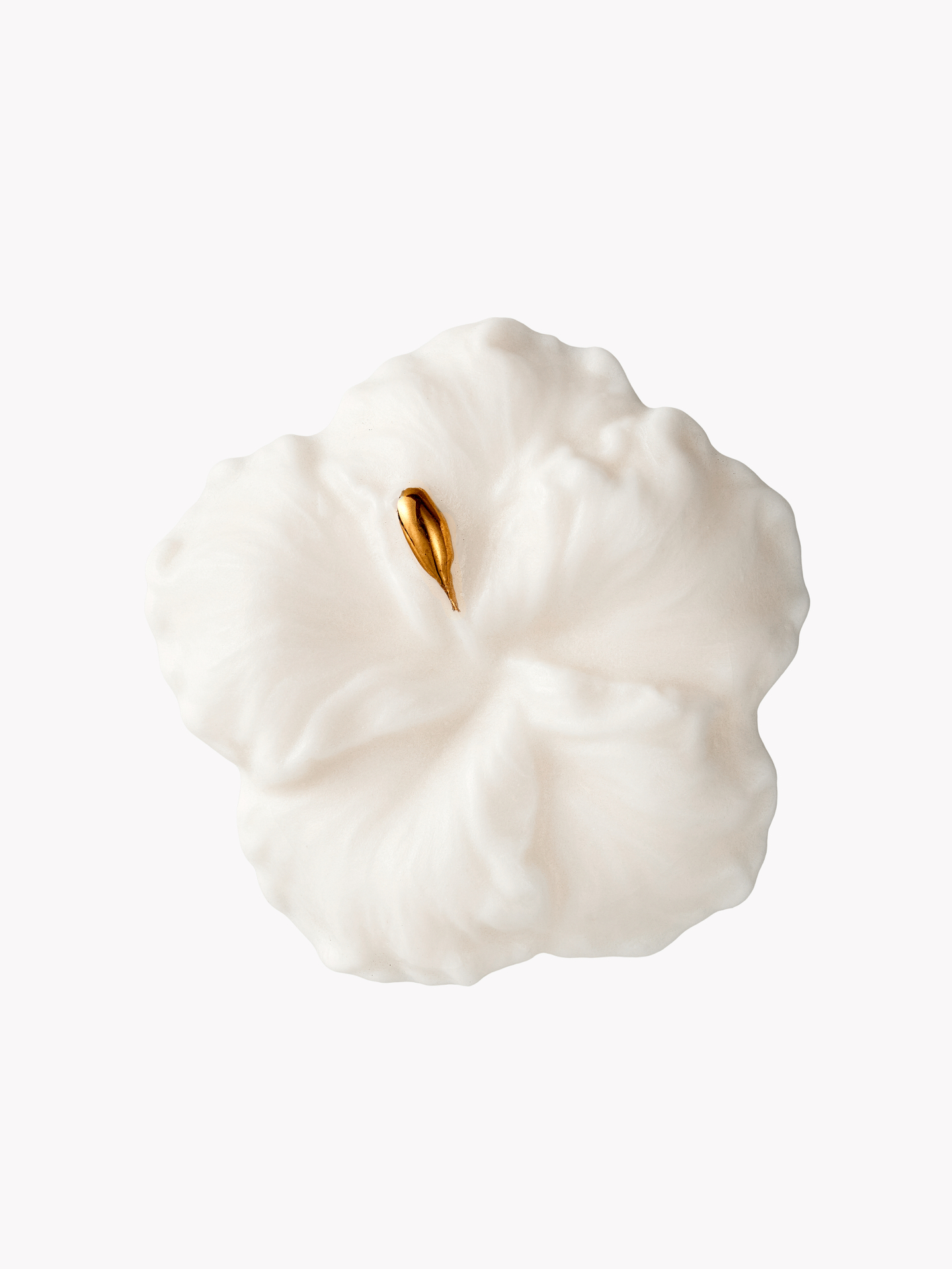 Кольцо Гибискус XL, белый фарфор