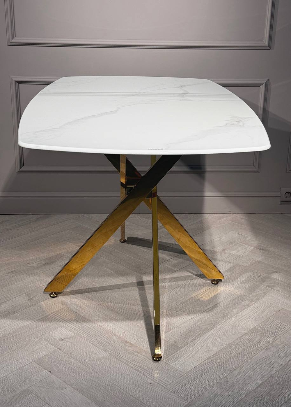 Стол обеденный Ist Casa Элис Рэк, 140х80х76 см, белый, золото