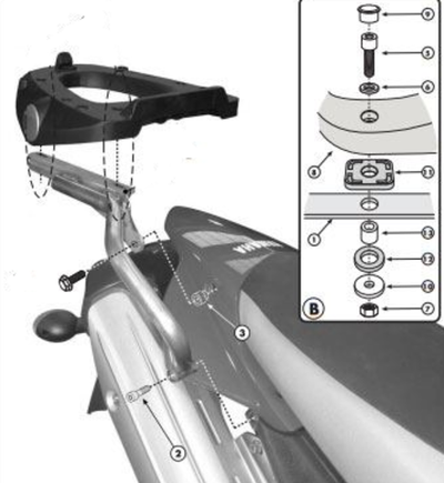 Крепёж под багаж Kappa на мотоцикл Yamaha XT 660 X/R