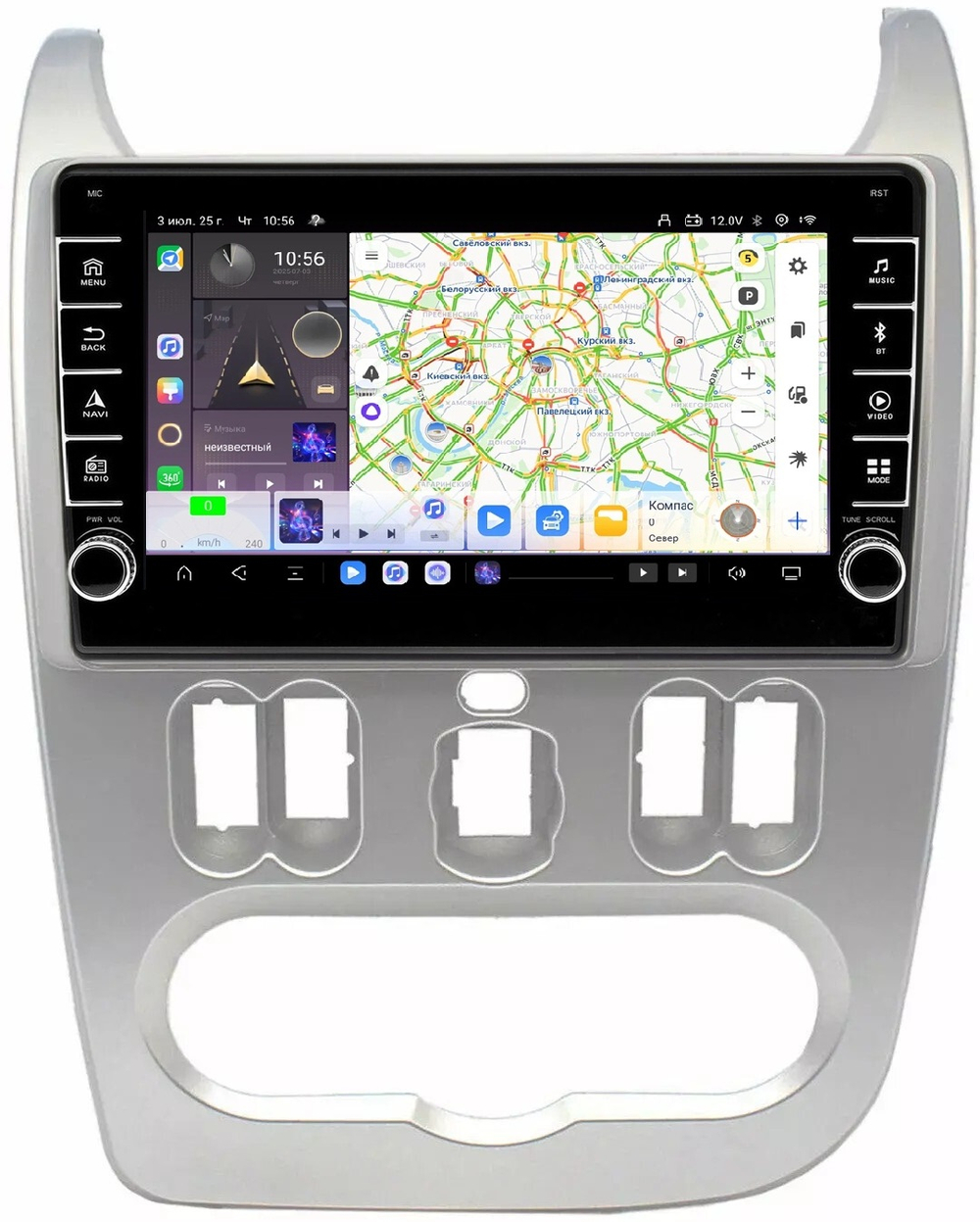 Магнитола для Renault Logan/Sandero 2009-2014 - Carmedia SF-9944 (кнопки и крутилки) Android 13, TS20, 6+128Гб, CarPlay, 4G SIM-слот