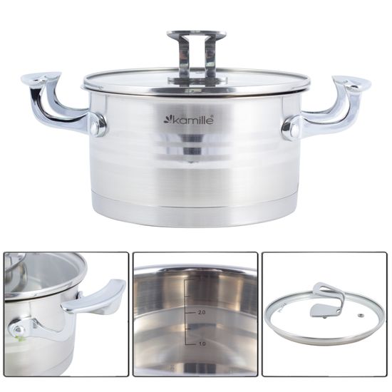 Кастрюля 3,1 л. из нержавеющей стали Kamille KM 5855 с крышкой