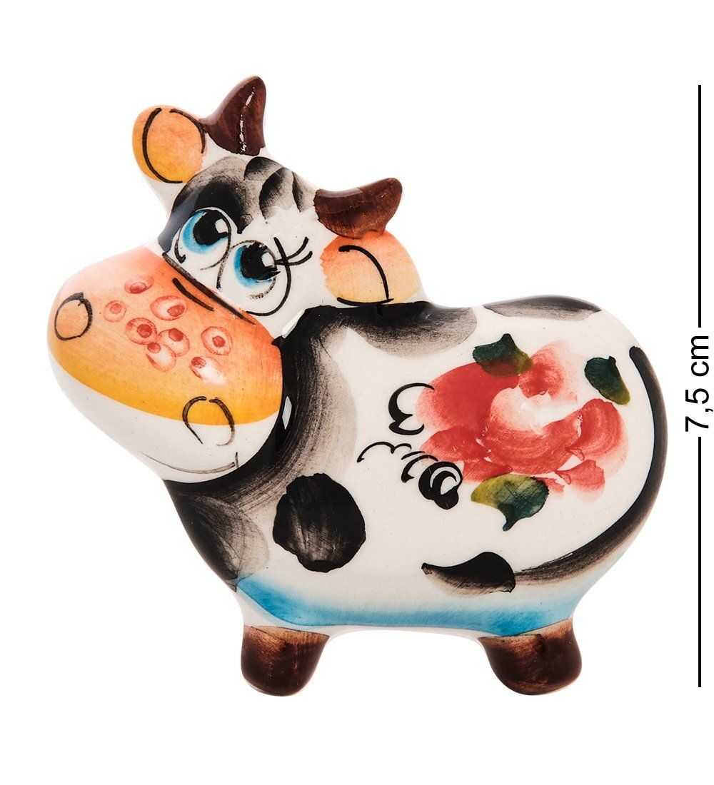 ГЛ- 664 Магнит «Корова» цв. (Гжельский фарфор)