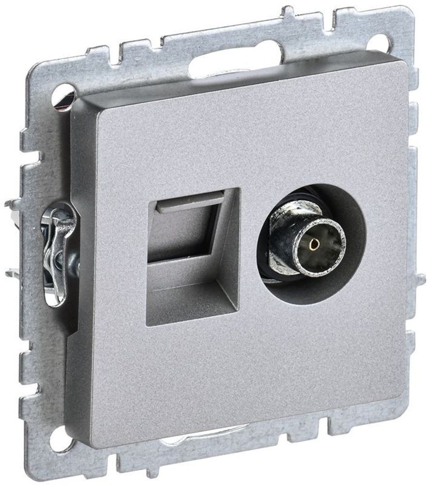 Розетка компьютерная + телевизионная 2-м Brite РТВ/РК12-БрА RJ45 кат.5E + TV механизм алюм. IEK BR-AK20-1-K47 Розетка компьютерная + телевизионная 2-м Brite РТВ/РК12-БрА RJ45 кат.5E + TV механизм алюм. IEK BR-AK20-1-K47