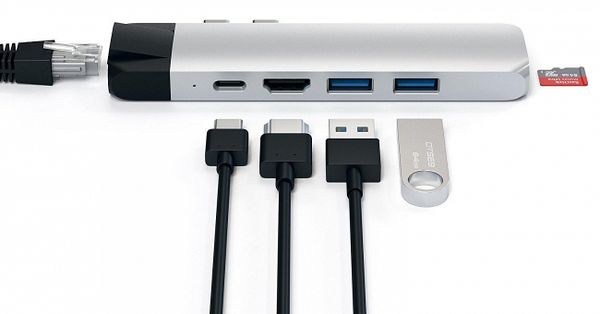 Хаб Satechi Aluminium Type-C Pro Hub Adapter with Ethernet ST-TCPHES (Silver)