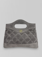 Сумка 9990 замшевая стеганная с рисунком виде ромбов, коротким и длинным ремешком