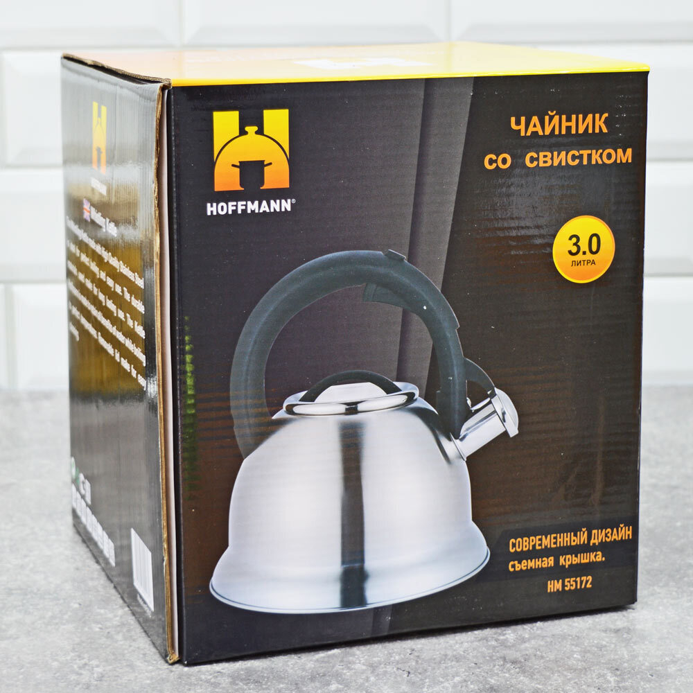 Чайник 3л со свистком, с черной ручкой НМ 55172