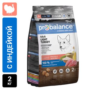 Сухой корм ProBalance Adult Light Turkey для взрослых собак всех пород с индейкой