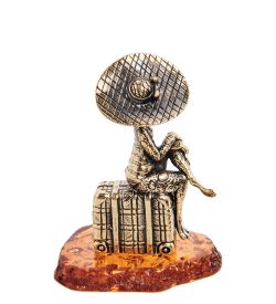 Народные промыслы AM-3024 Фигурка «Лягушка Мальдивы» (латунь, янтарь)