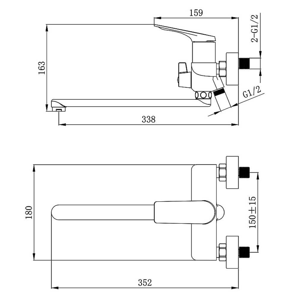 Смеситель для ванны Azario Lursy керамический картридж, длинный излив, с ручным душем, шланг 150 см, золото матовое (AZ-K1749MG)