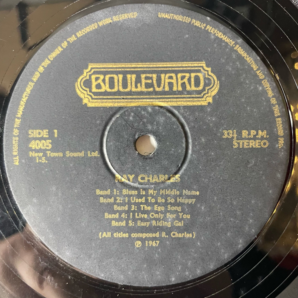 Винтажная виниловая пластинка LP Ray Charles Blues Is My Middle Name (Англия 1971)