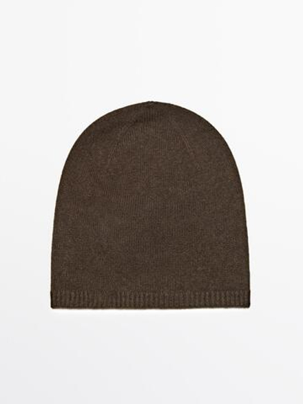 Massimo Dutti Шапка бини из тонкого трикотажа, зеленый