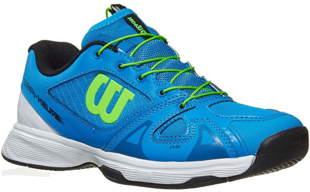 детские Кроссовки теннисные Wilson Rush Pro Junior QL - brilliant  blue/white/green gecko - купить по выгодной цене | Теннисный магазин  tennis-store.ru