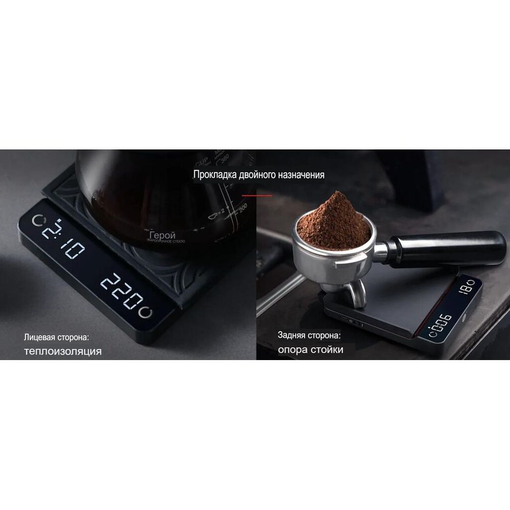 Весы кофейные портативные E-SMART SCALE (ESPRESSO) белые 0,3-2000гр батарея 1200mAH ZeroHero