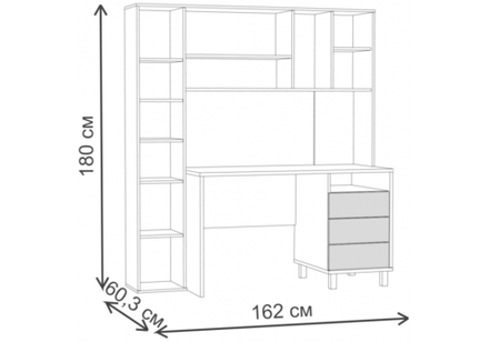 Компьютерный стол Woodville Комфорт 12.95 N дуб сонома,  темно-серый