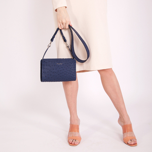 Женская сумка Emilie из кожи страуса синего цвета