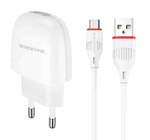 Сетевой адаптер питания BOROFONE BA49A 1USB 2.1A + кабель Micro (белый)