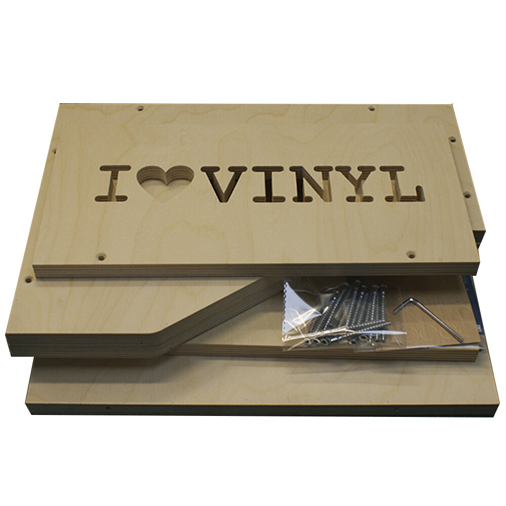 Ящик кейс органайзер для хранения до 100 виниловых пластинок I.LOVE.VINYL  без покраски от студии BELED Art