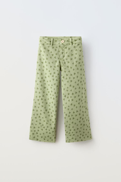ZARA ДЖИНСЫ MARINE С СЕРДЕЧКАМИ, ЗЕЛЕНЫЙ