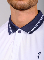 Мужское поло RS Performance Court Polo - Striped Collar REC белое (252M017-002)