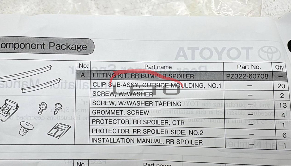 FITTING KIT,RRPZ322-60708 PZ32260708