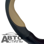 Оплетка на руль круглая Coolpart MAXIMAL (37*38) к/з черный/беж A  K20BL-BG