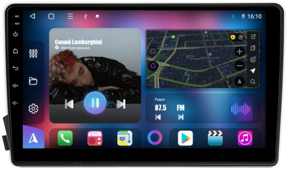 Магнитола для SsangYong Actyon 2005-2010, Kyron, Actyon Sports 2006-2016 - FarCar BM158M монитор 9.5" QLED на Android 14, TS10, 4+32Гб, CarPlay, 4G SIM-слот