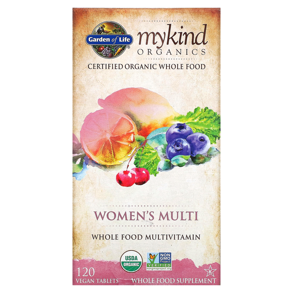 Garden of Life, KIND Organics, Мультивитамины для женщин, 120 веганских таблеток