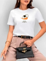 Футболка больших размеров с принтом лисичка