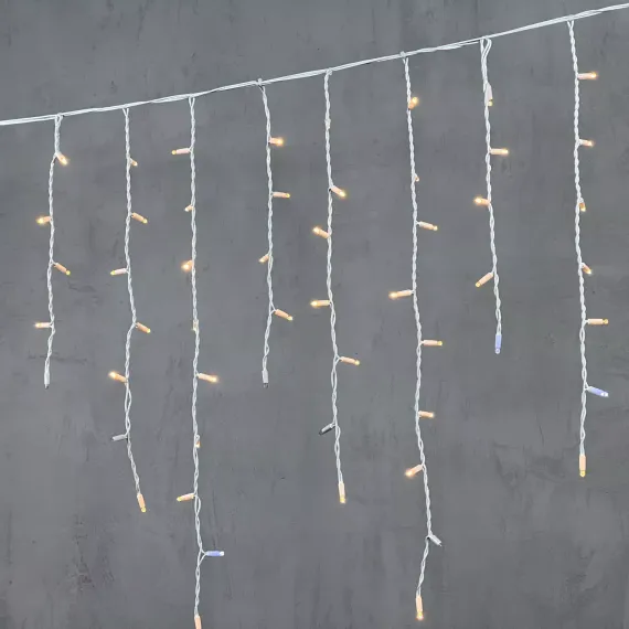 Светодиодная бахрома с колпачком 3,2*0,9 м., 168 экстра теплых белых LED ламп, мерцание, каучуковый белый провод, LTC (LL168BLW-8-2EWW)