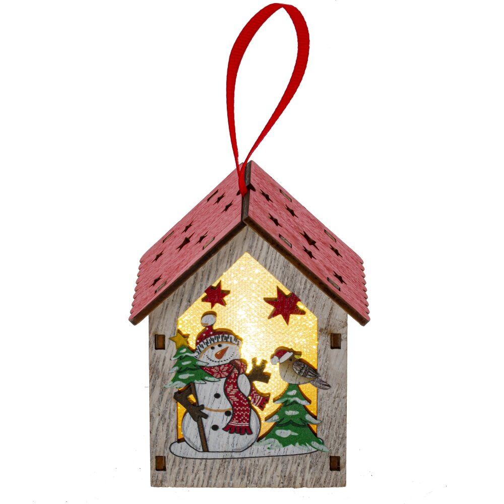 GAEM Изделие декоративное подвесное "Домик" с подсветкой (3хLR1130), L7 W5,5 H9 см, 3в.