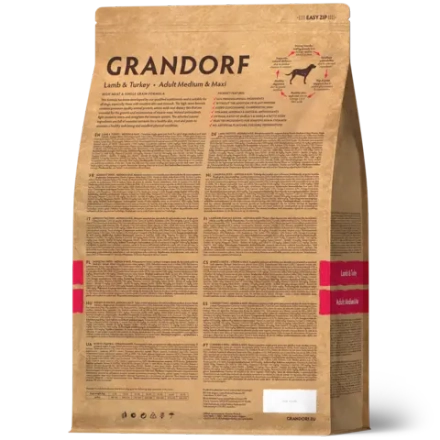 Grandorf Lamb & Turkey, Adult Medium & Maxi для средних и крупных пород (Ягнёнок с индейкой)