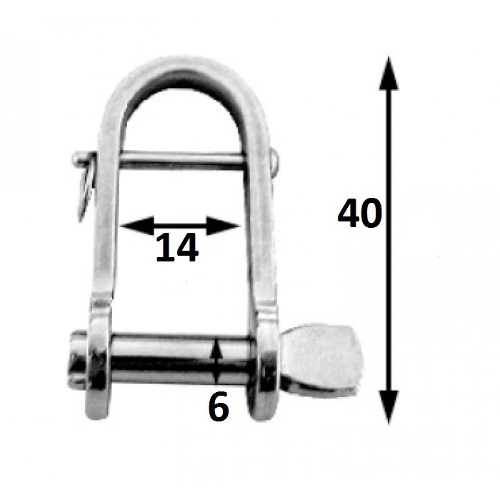 Скоба такелажная с пальцем 6мм 40х14 AISI 316