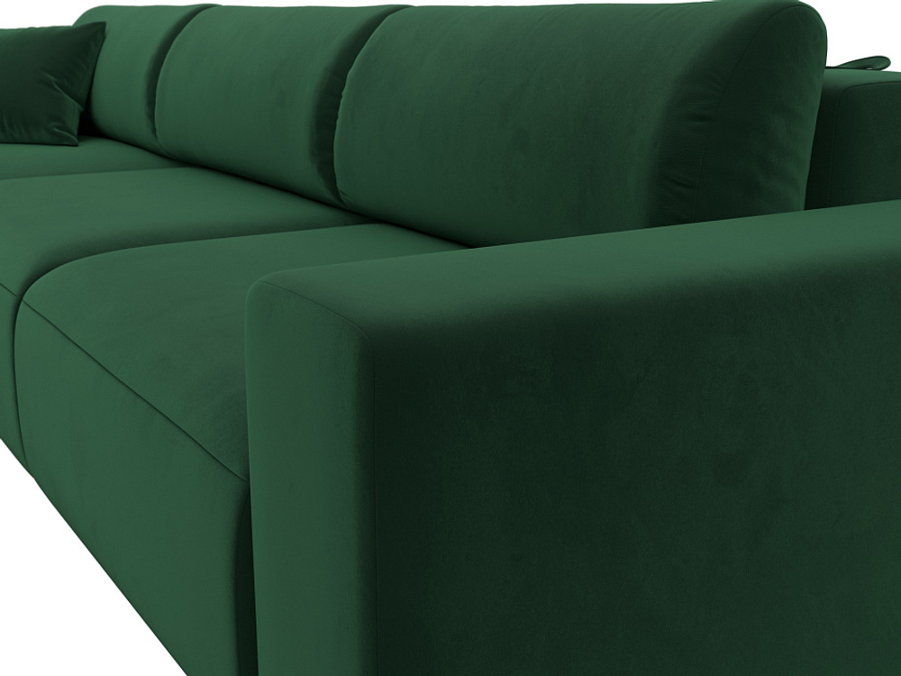 Диван угловой Лига-036 НПБ Классик Лонг левый угол ВЕЛЮР Зеленый