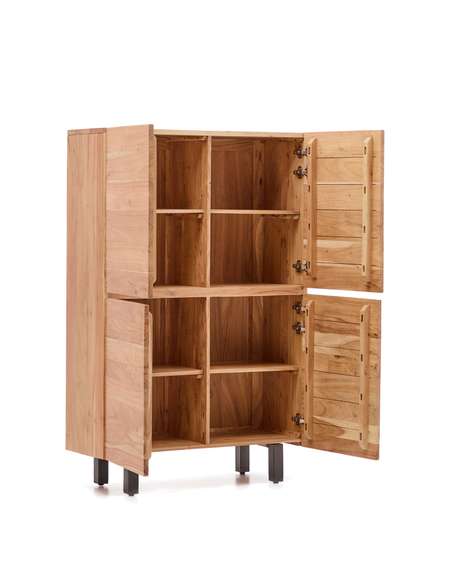 Буфет Uxue из массива акации с беленой отделкой и черной сталью 100 x 155