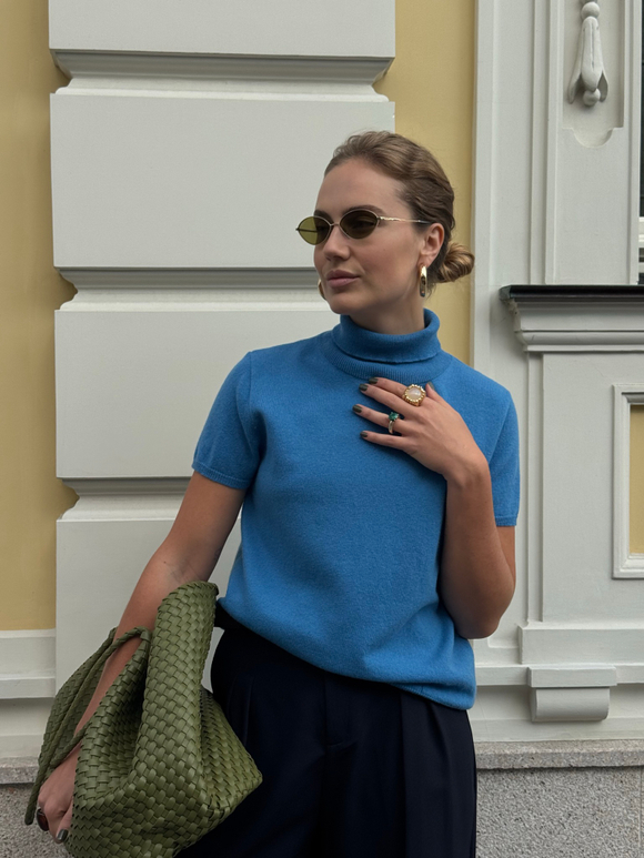 Водолазка с коротким рукавом синий