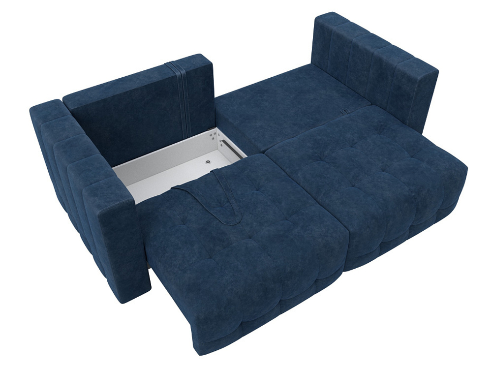 Диван прямой Лига-052 НПБ, BRUT 11 синий, Велюр, 128767