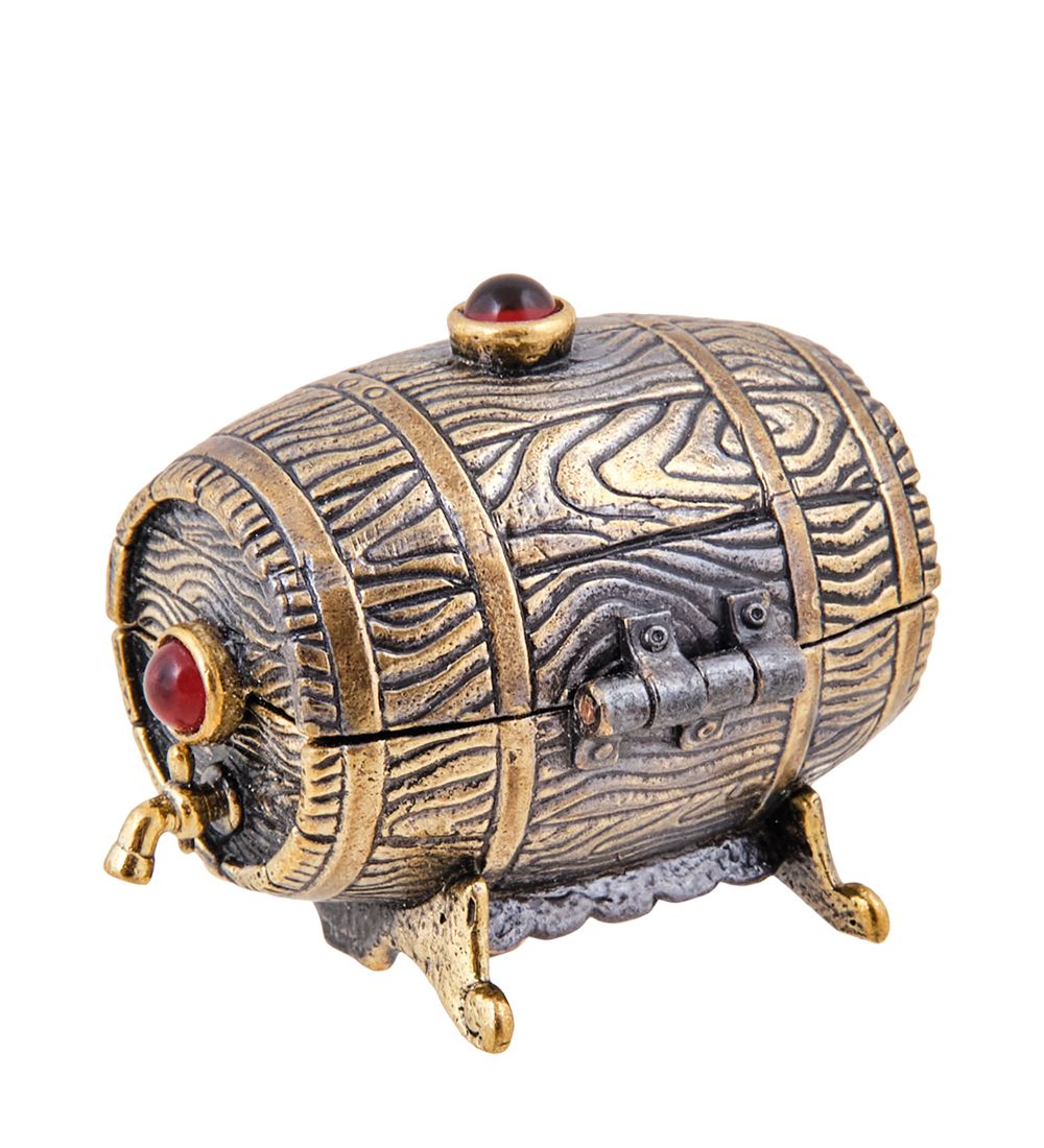 Народные промыслы AM-3769 Шкатулка «Бочка Винокура» (латунь, янтарь)