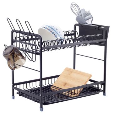 Сушилка для посуды Ofenbach NB 100401 двухъярусная черная (52х24,7х34,5 см) из алюминия с поддоном