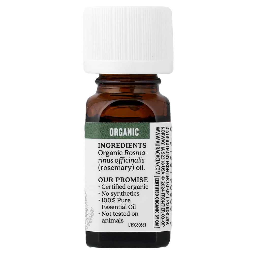 Aura Cacia, чистое эфирное масло, органический розмарин, 7,4 мл (0,25 жидк. унции)
