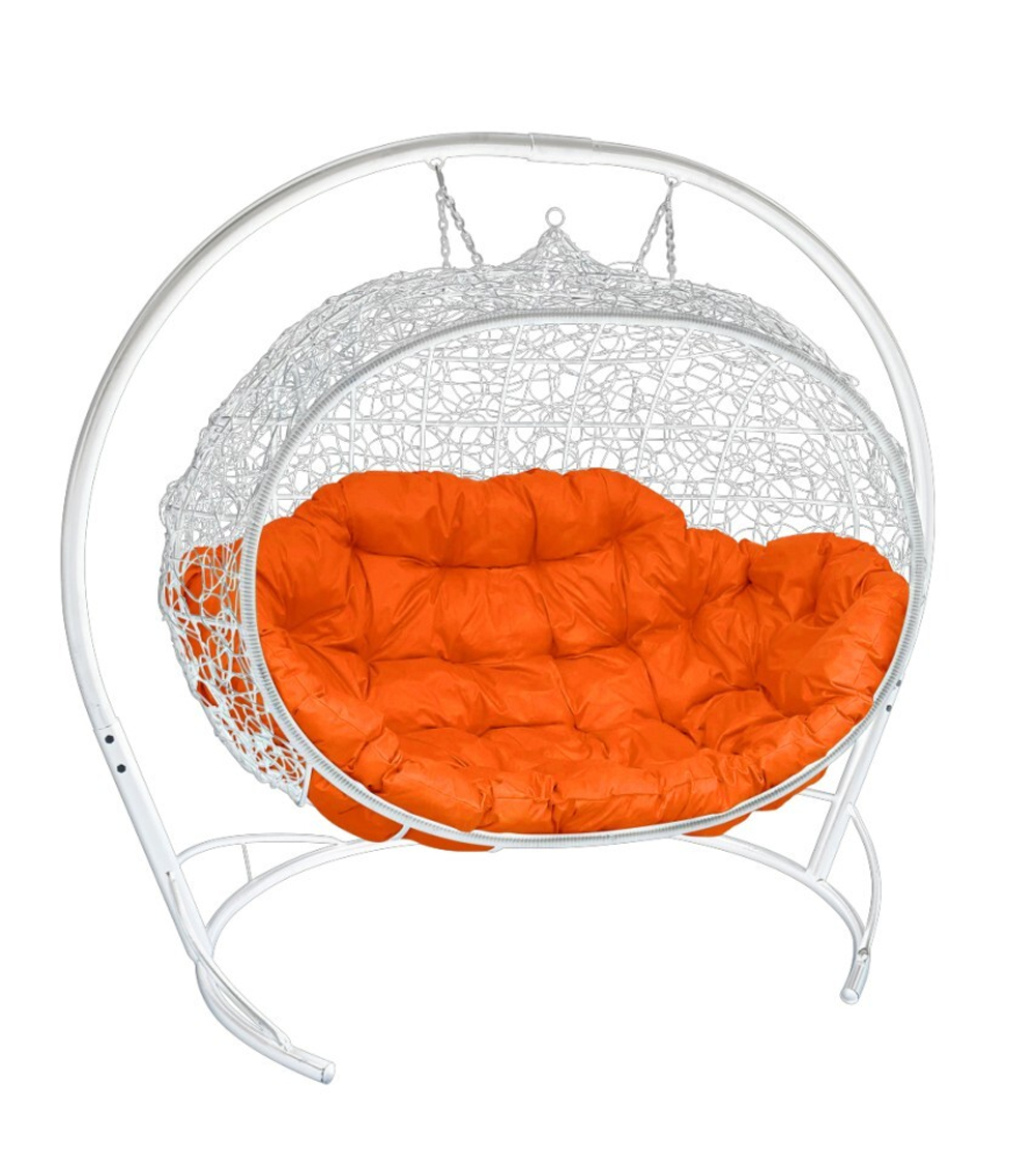 Кресло подвесное "Улей" ротанг white/orange
