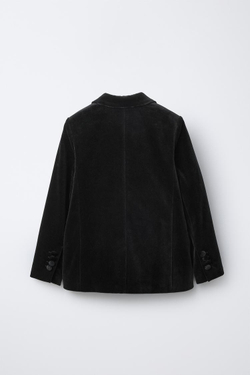 ZARA КОСТЮМНЫЙ БЛЕЙЗЕР ИЗ БАРХАТА, ЧЕРНЫЙ