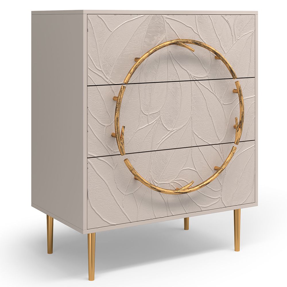 Комод Арт Колор leaves Стайл Голд с 3 ящиками Серый агат