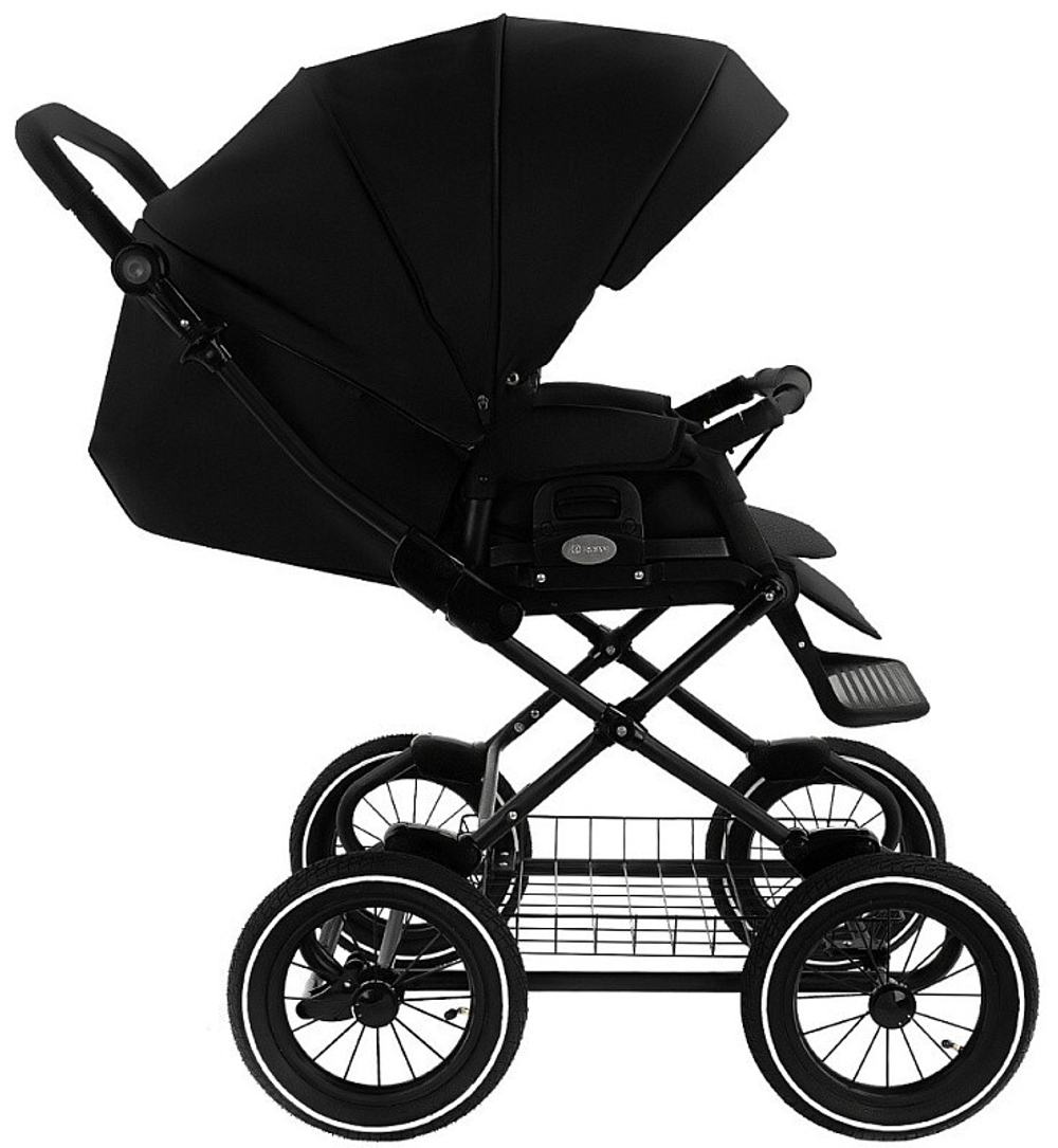 Детская коляска Roan Bass Next Classic Кожа d12 3 в 1 с автокреслом Elo Lux Black RCL300/1 Black