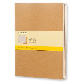 Блокнот Moleskine Cahier XLarge 190х250 мм 120 стр клетка бежевый 3 шт (QP422)
