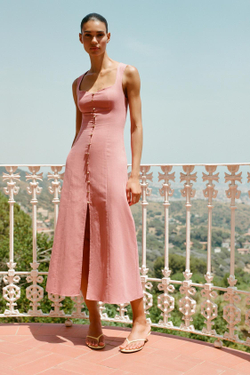 ZARA ПЛАТЬЕ-МИДИ ИЗО ЛЬНА, МАРСАЛА