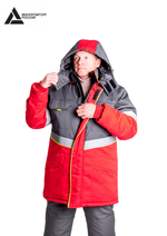 Куртка зимняя мужская «СЕВЕРНАЯ ШИРОТА» цв.серый/красный