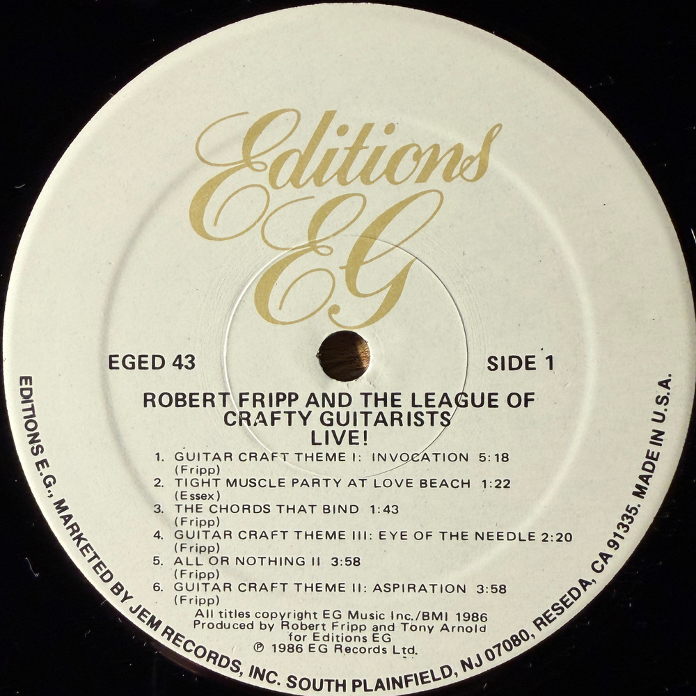 Robert Fripp And The League Of Crafty Guitarists ‎– Live! (США 1986г.)