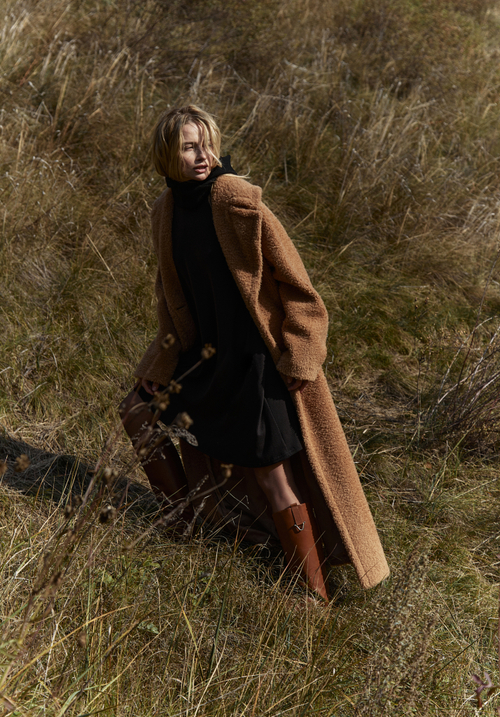 Шуба однобортная макси