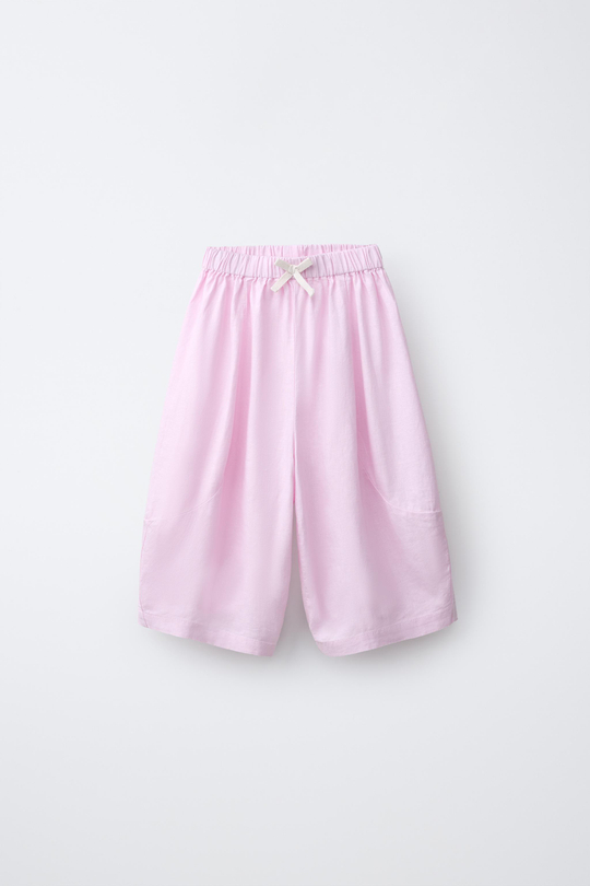 ZARA БРЮКИ-БОМБАШКИ ИЗ СМЕСОВОГО ЛЬНА, РОЗОВЫЙ