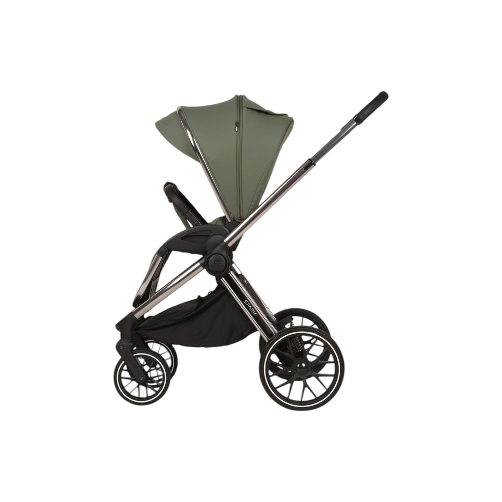 Детская универсальная коляска Adamex Spark SE 2в1 - Salvia Onyx (Зеленая ткань, хром. рама)